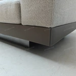 Modern Minimalist L-Shaped Modular Sofa with Integrated Side Table & Suspended Metal Base